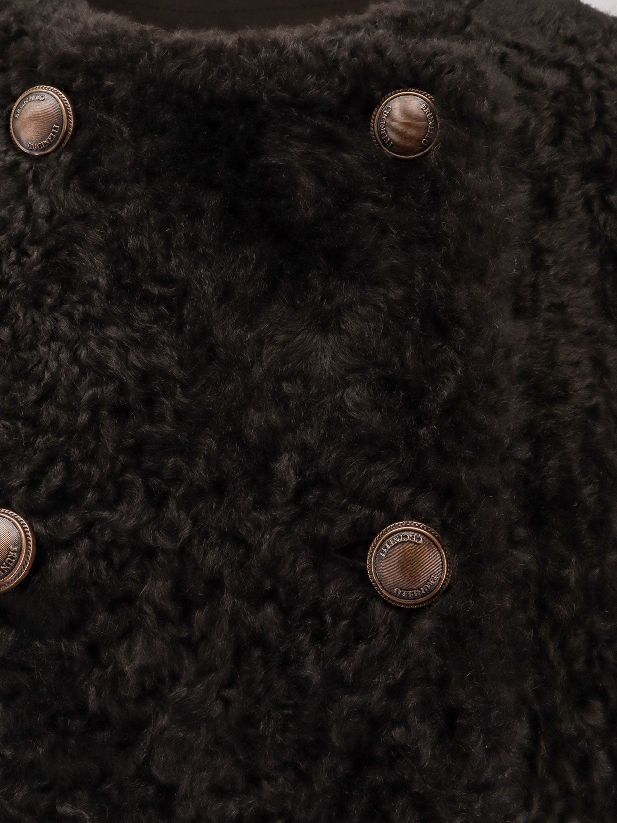 Brunello Cucinelli Reversible fuzzy shearling Caban Crop