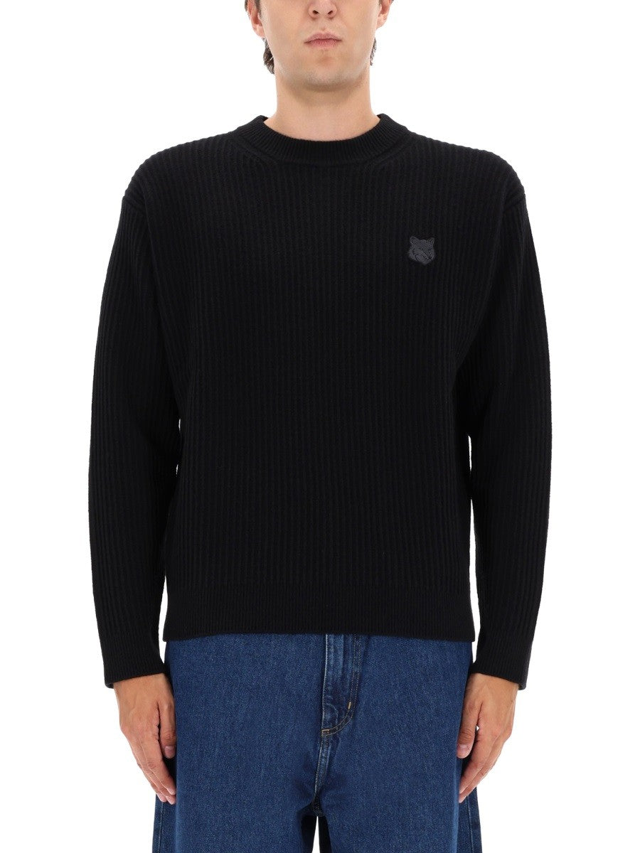 Maison Kitsune RIBBED KNIT WITH FOX PATCH