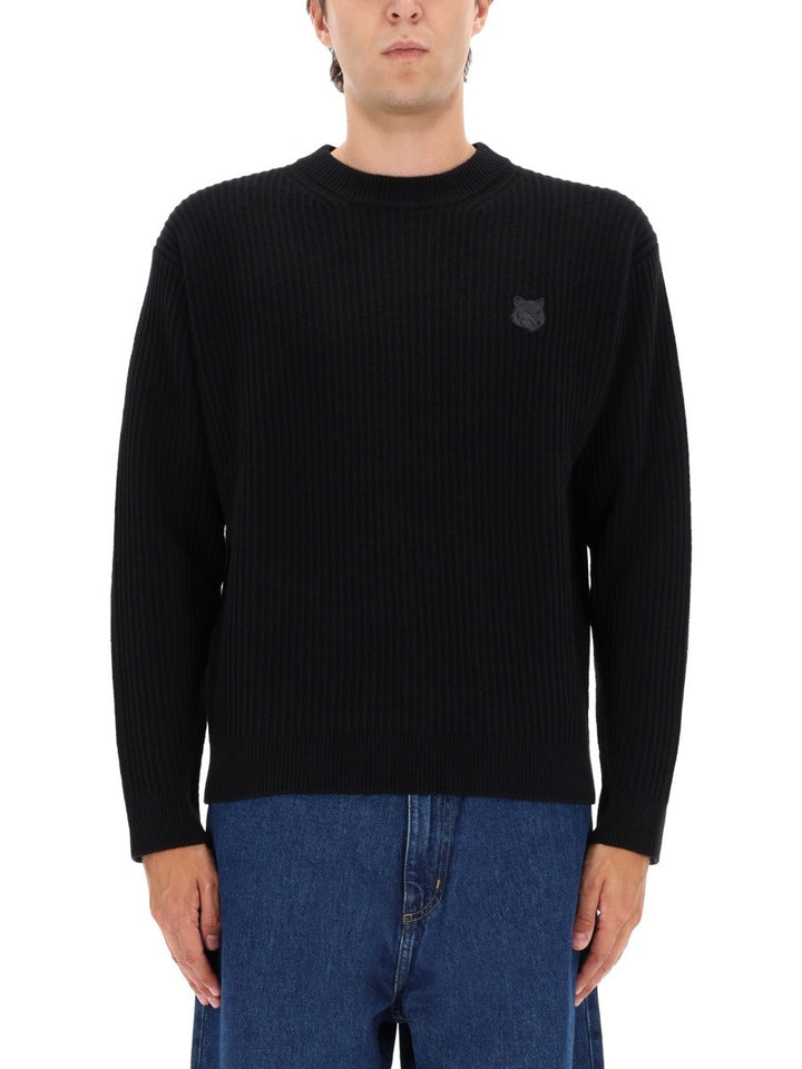Maison Kitsune RIBBED KNIT WITH FOX PATCH