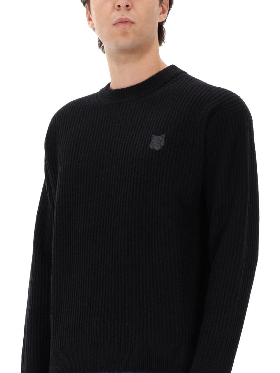 Maison Kitsune RIBBED KNIT WITH FOX PATCH