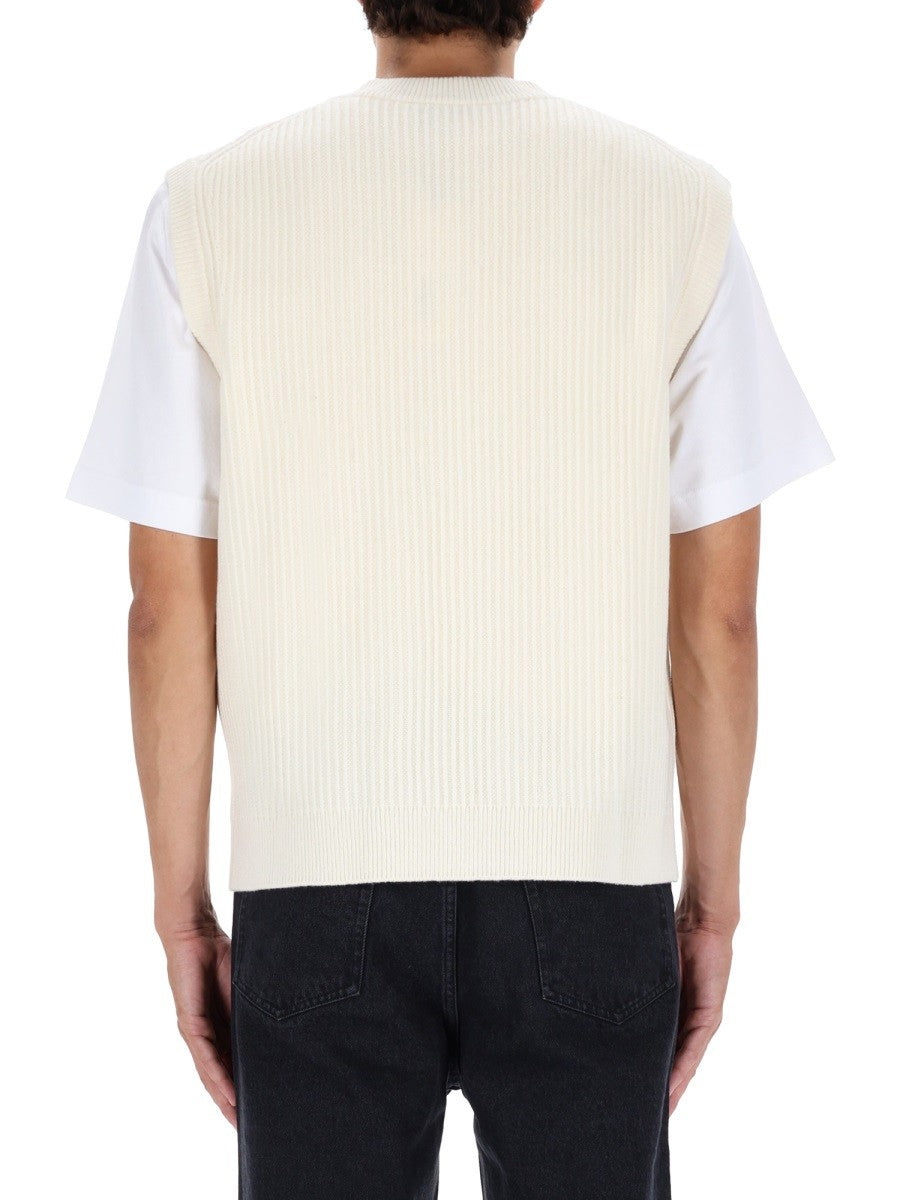 Maison Kitsune RIBBED VEST WITH FOX PATCH