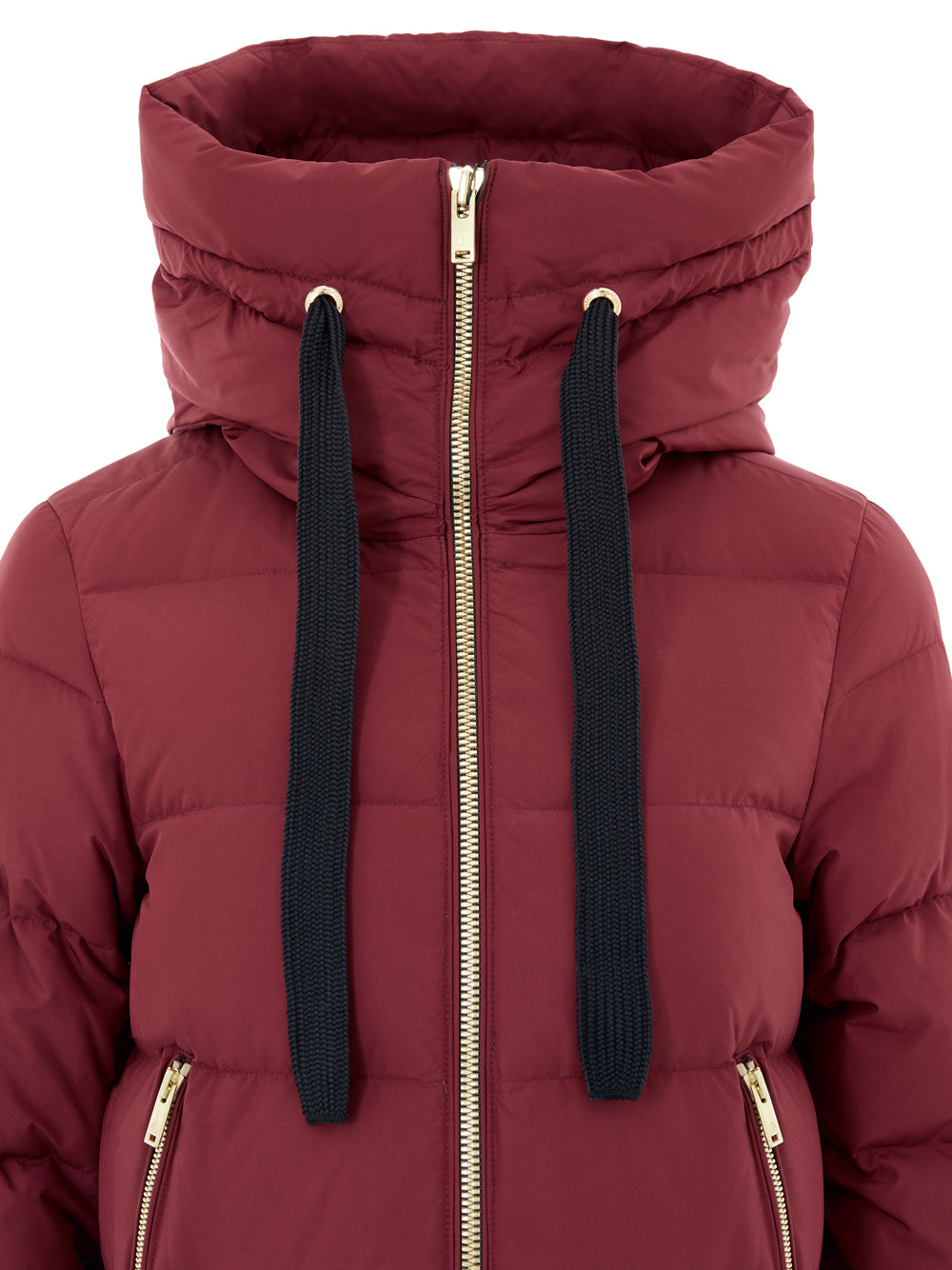 Burgundy Padded Down Jacket with Gold Zip by Moose Knuckles