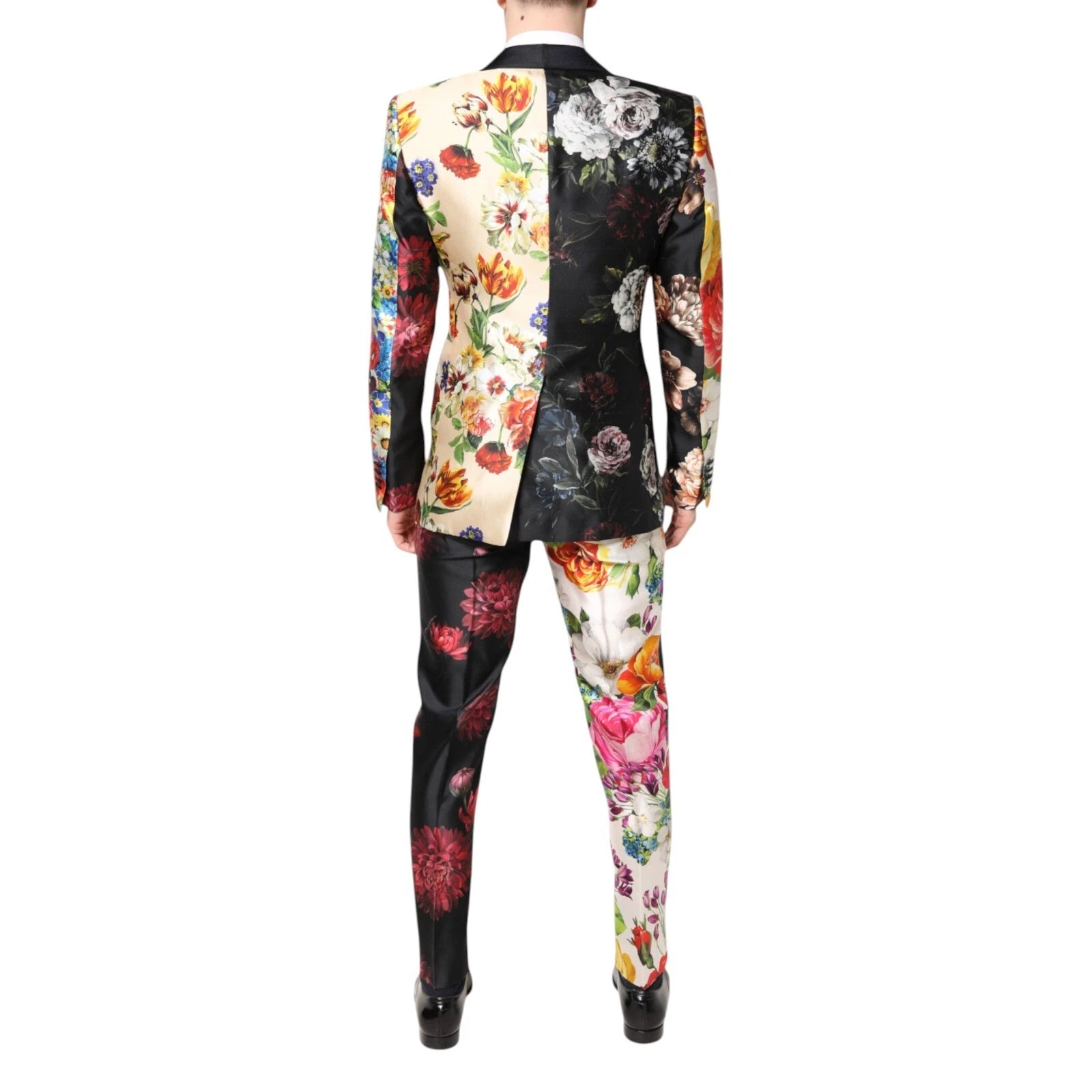 DOLCE & GABBANA Suit Multicolored Flowers SICILY Silk 3-piece EU48
