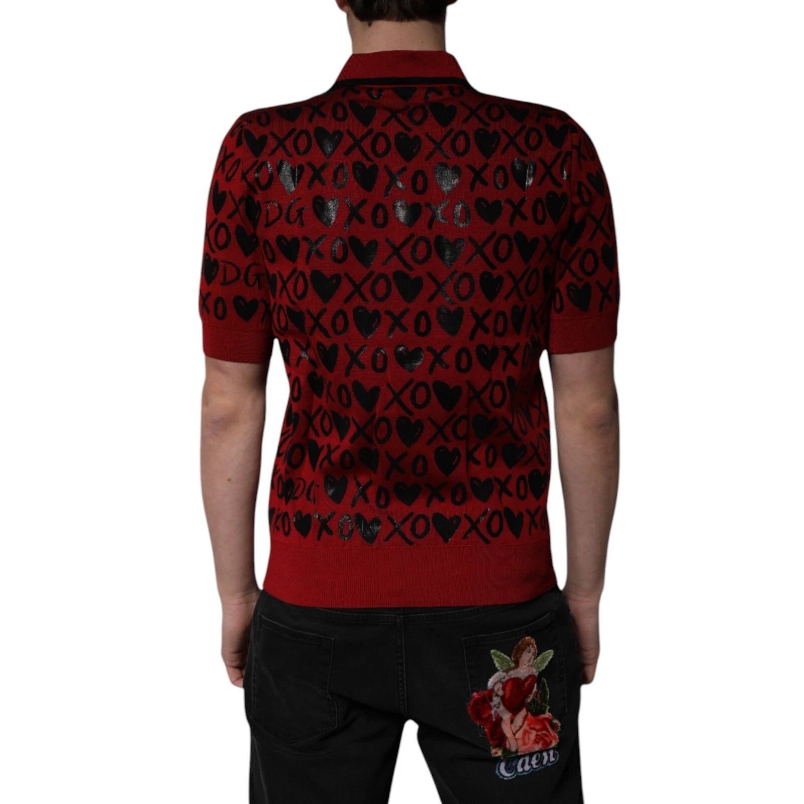 Dolce & Gabbana Men's Red XOXO Print Polo Shirt