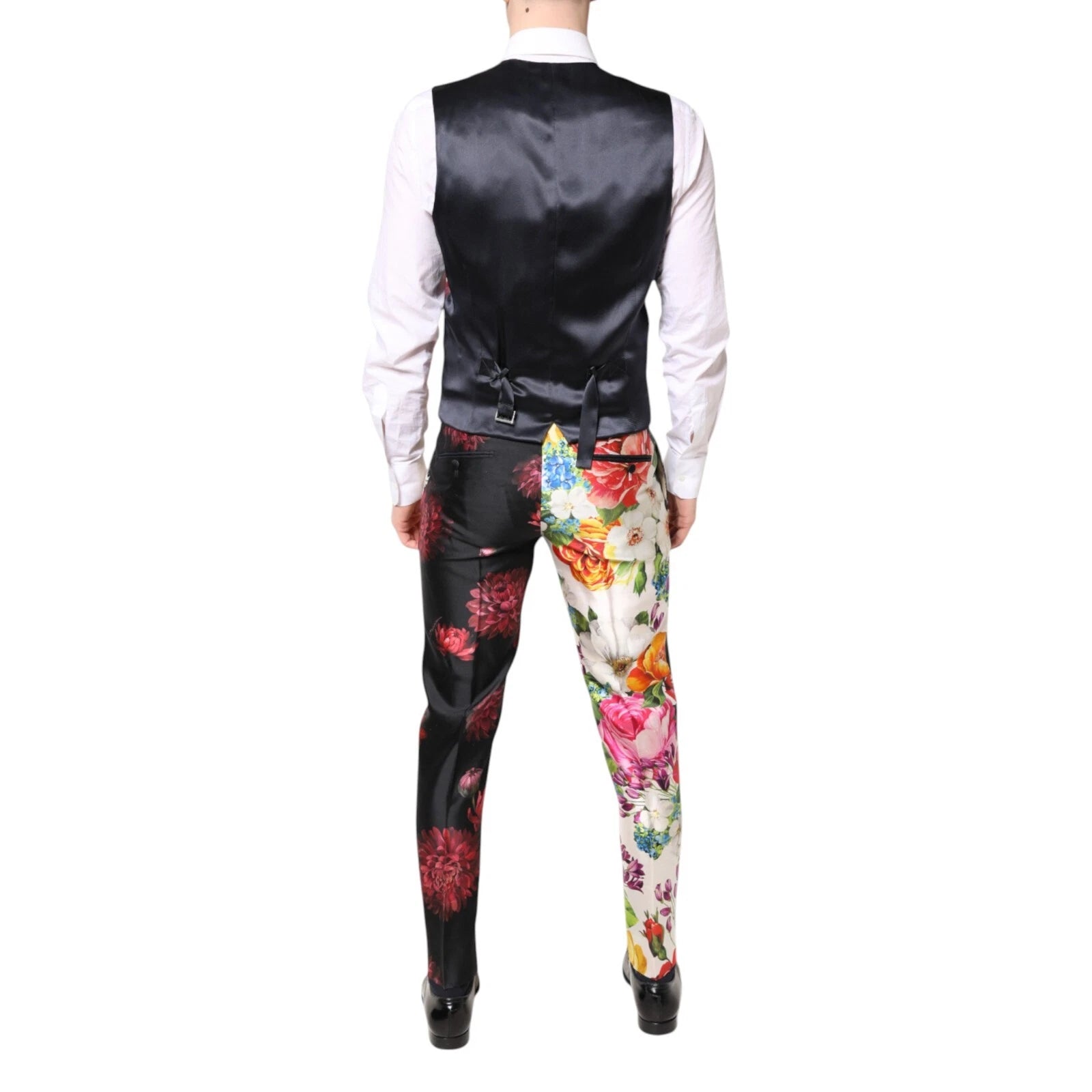 DOLCE & GABBANA Suit Multicolored Flowers SICILY Silk 3-piece EU48