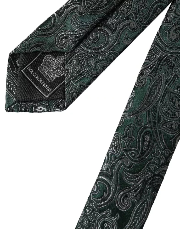 Dolce &amp; Gabbana – Verstellbare Herrenkrawatte aus 100 % Seide mit grünem Blumenmuster
