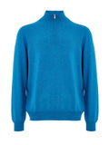 Gran Sasso Light Blue Wool Half-Zip Mock Sweater