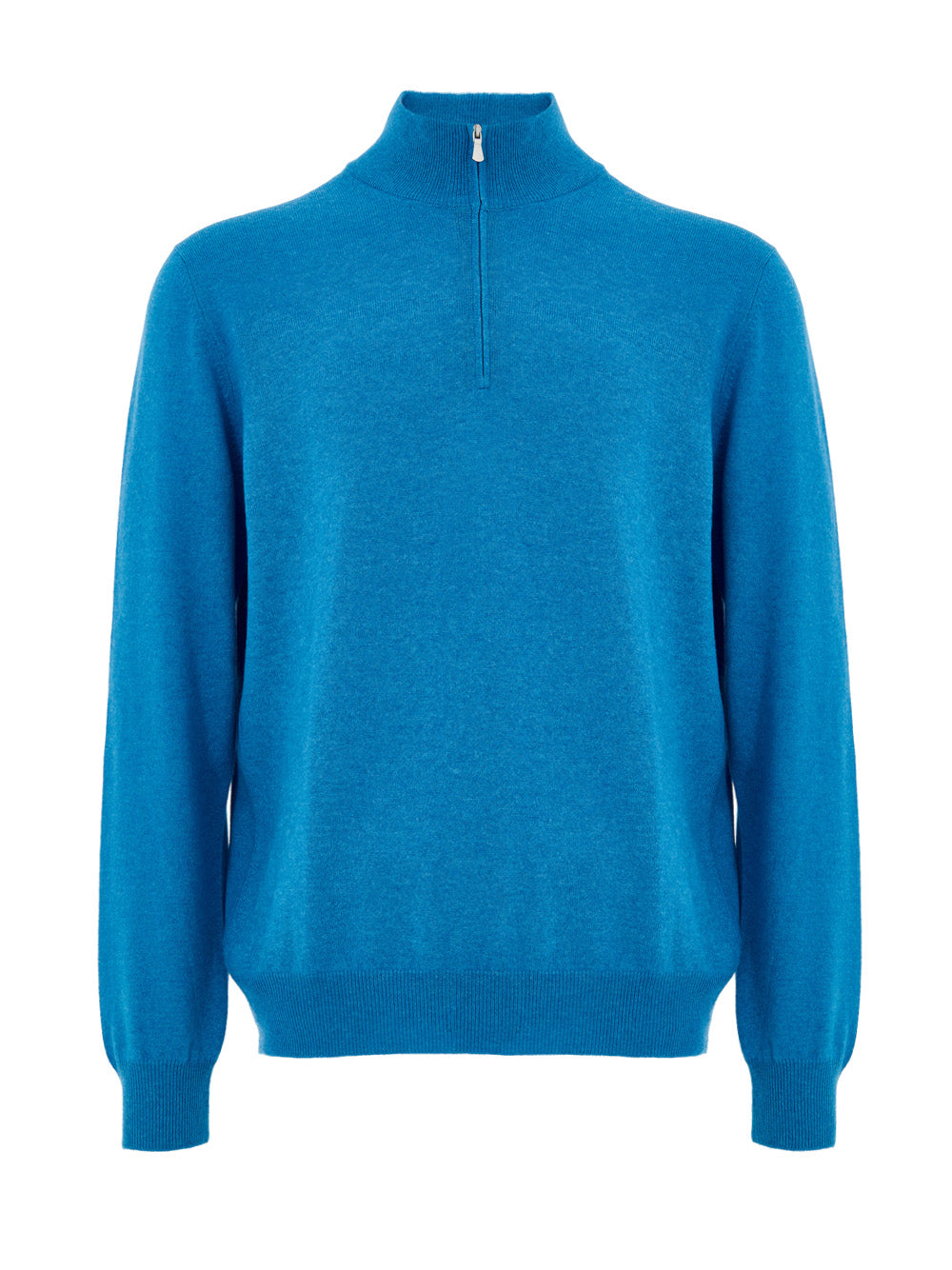 Gran Sasso Light Blue Wool Half-Zip Mock Sweater