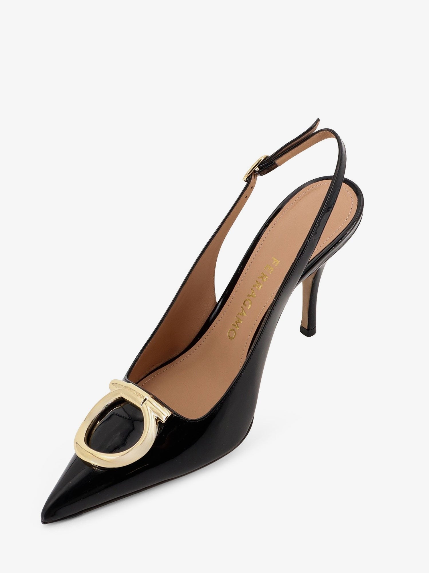 Ferragamo Sara patent leather slingback pumps