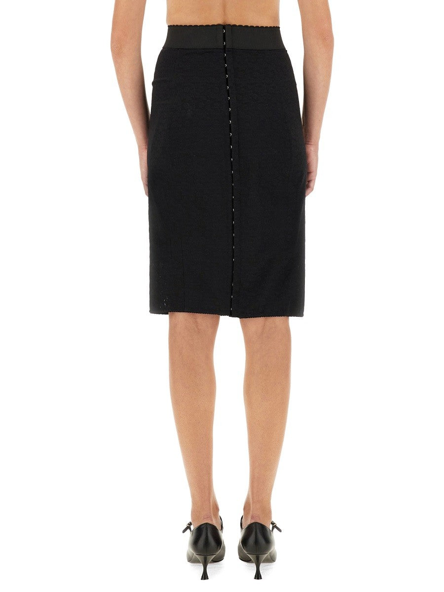 Dolce & Gabbana SATIN AND POWERNET MIDI SKIRT