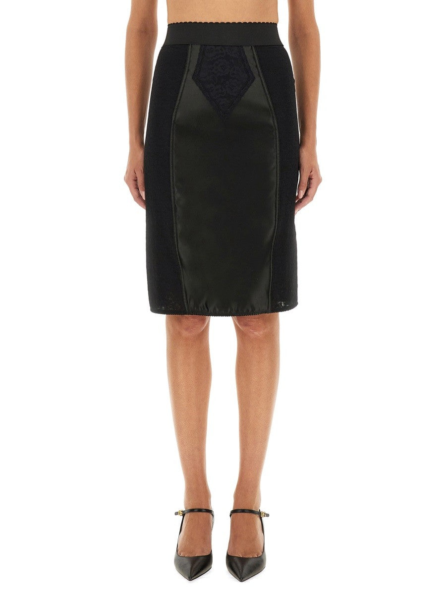 Dolce & Gabbana SATIN AND POWERNET MIDI SKIRT