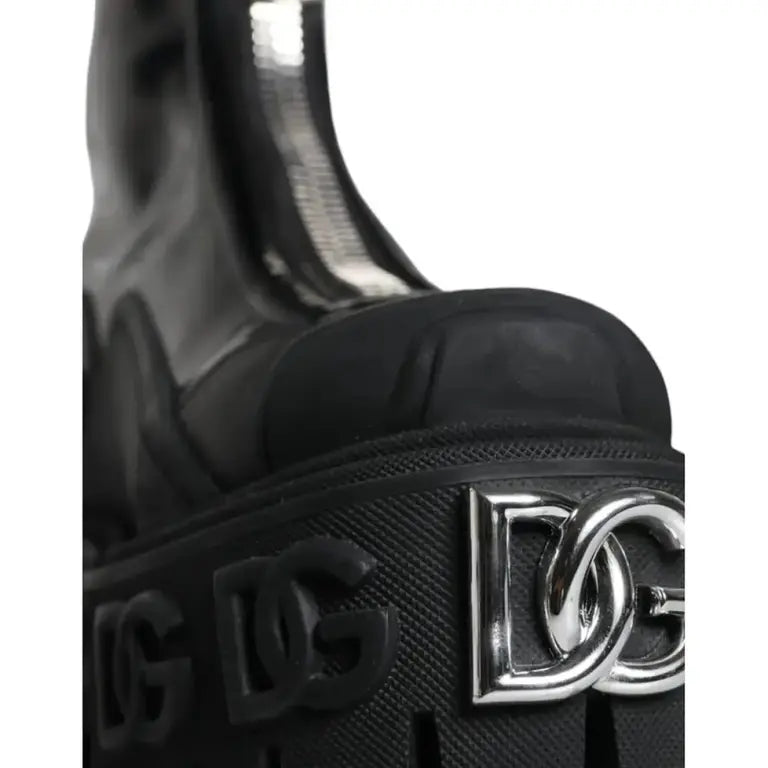 Dolce &amp; Gabbana Lederstiefel mit Logo in Schwarz