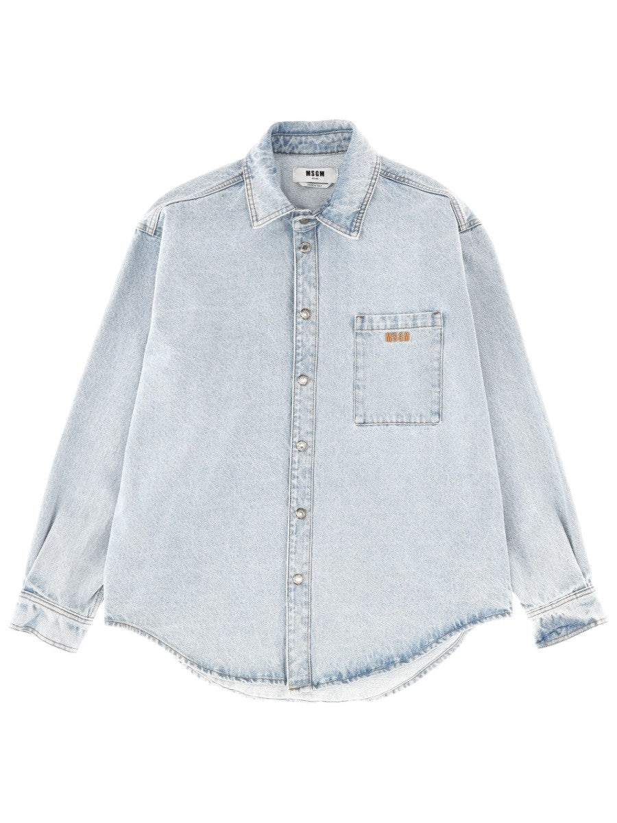 msgm SHIRT WITH EMBROIDERED LOGO