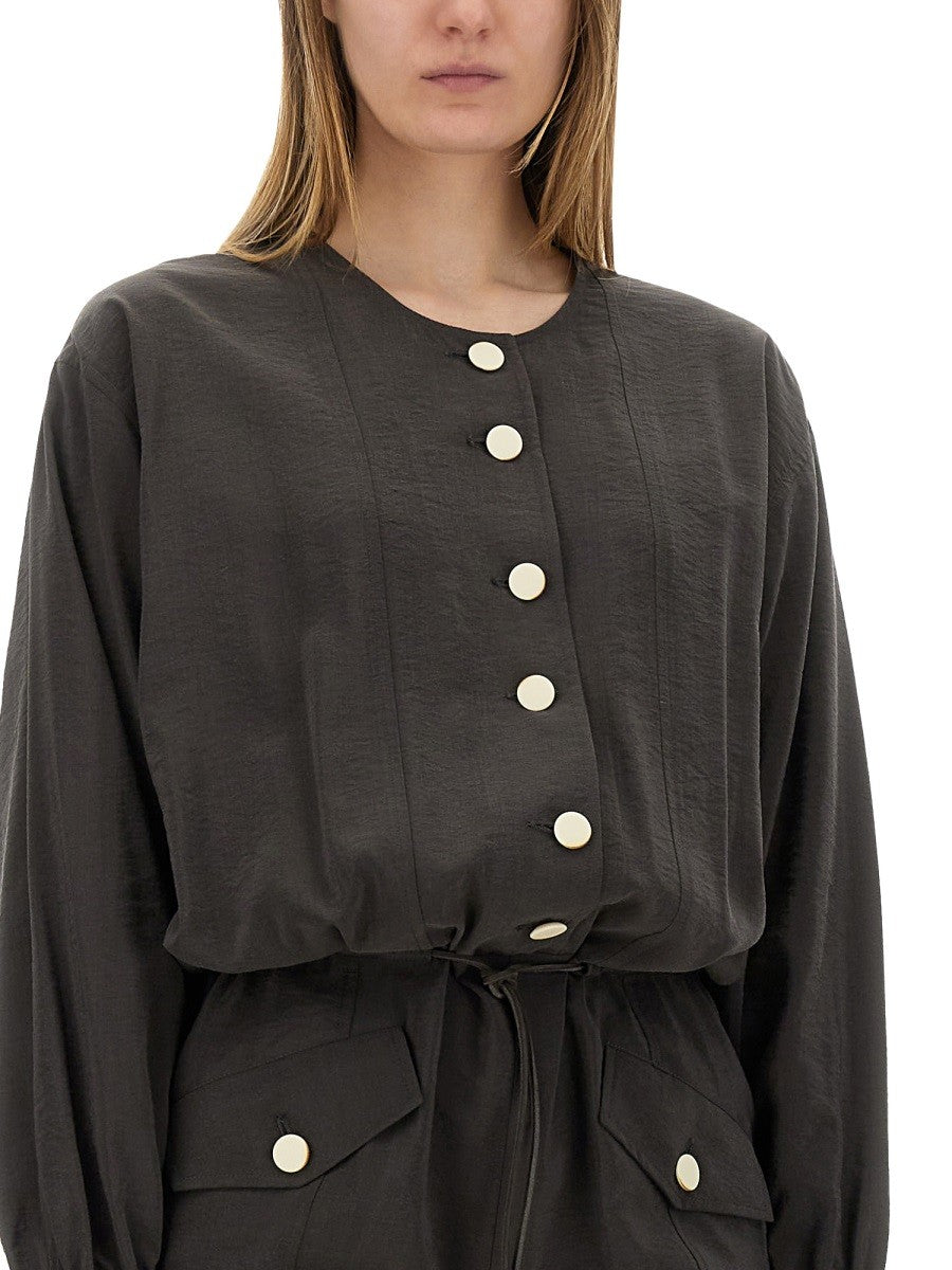 ALYSI SHORT SILK CANVAS JUMPSUIT