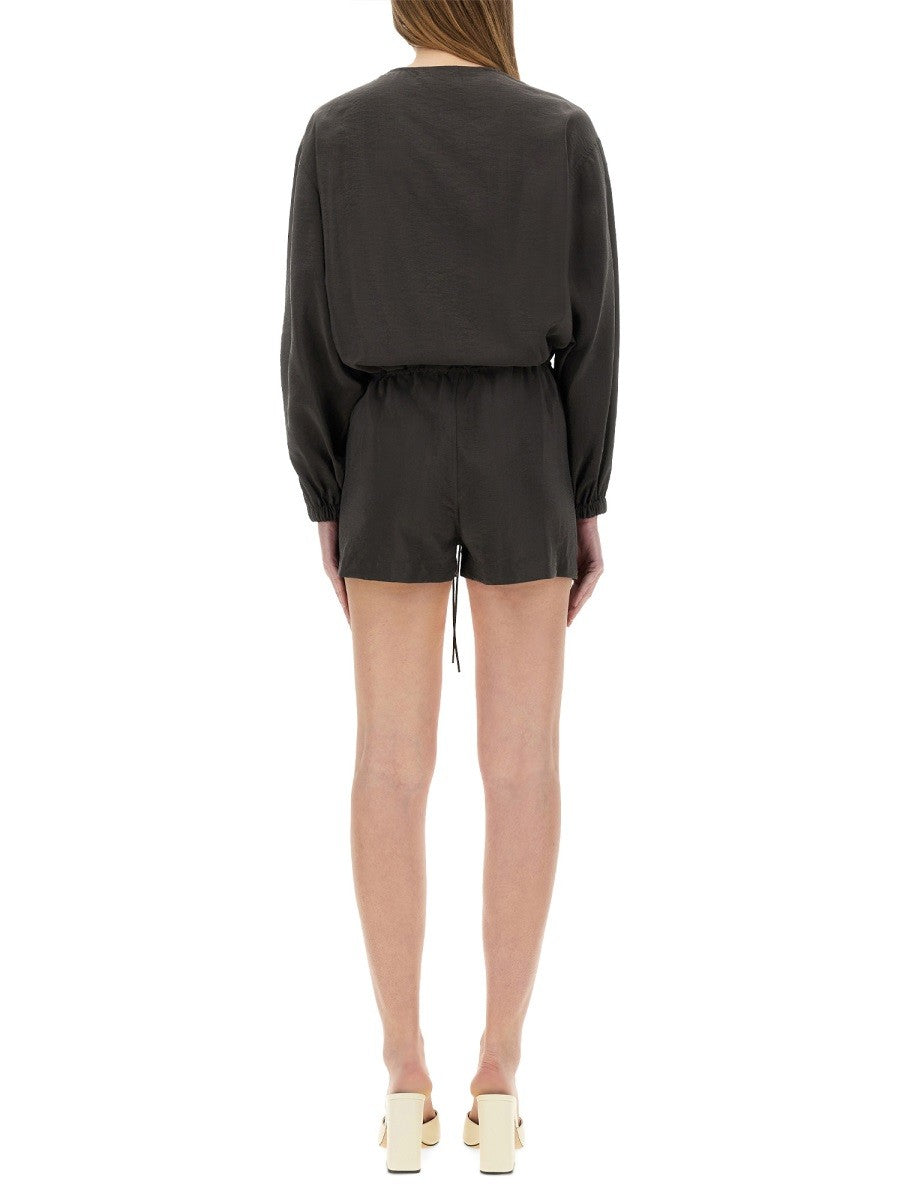 ALYSI SHORT SILK CANVAS JUMPSUIT