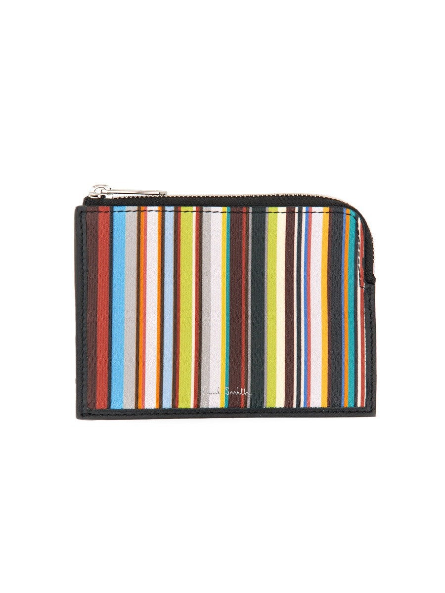 PAUL SMITH SIGNATURE STRIPE ZIPPER WALLET