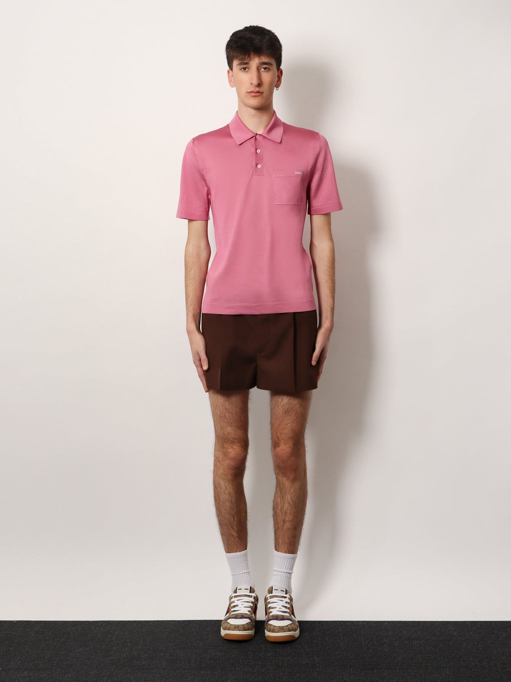 Gucci Silk polo shirt with lateral intarsia