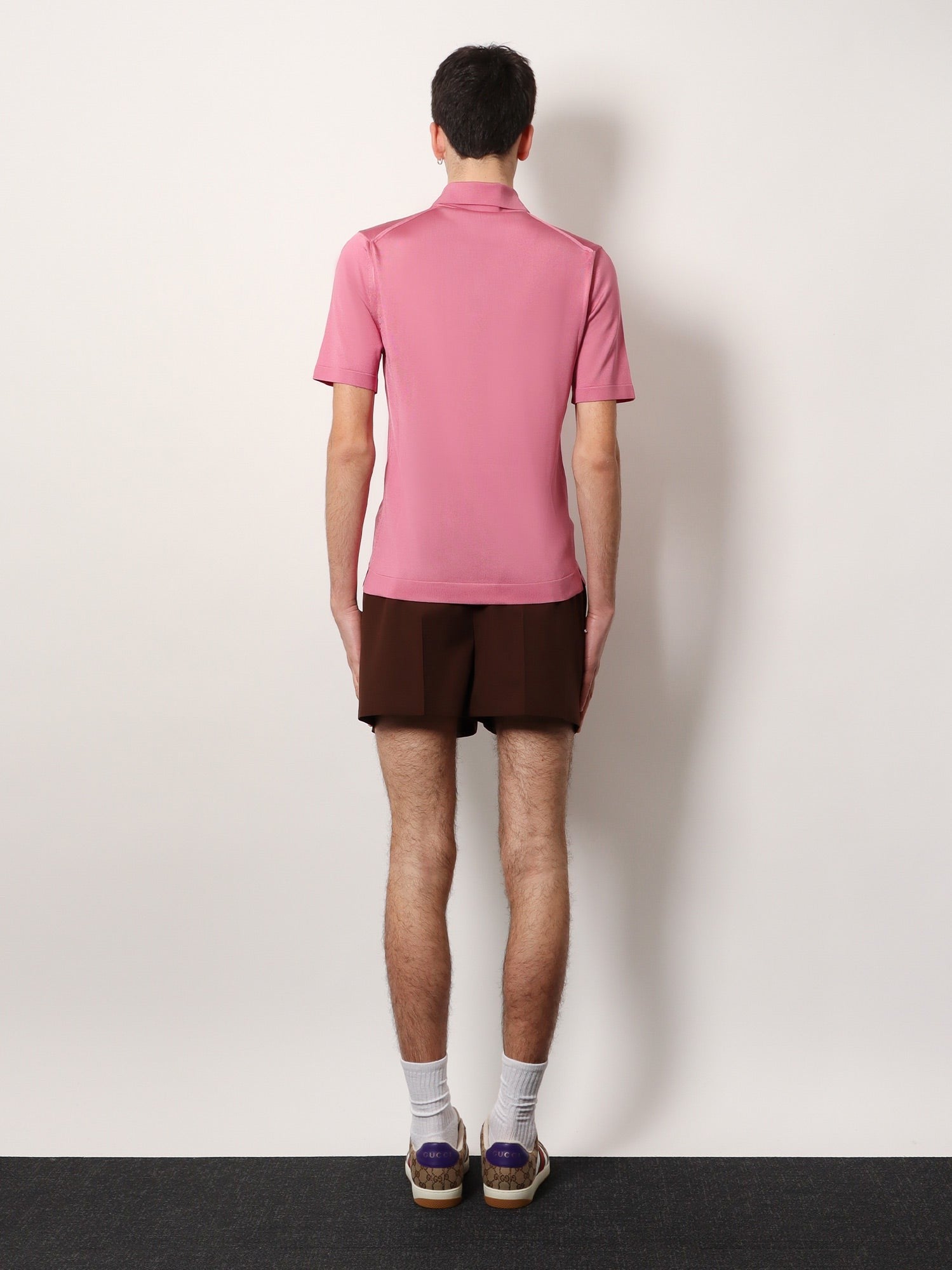 Gucci Silk polo shirt with lateral intarsia