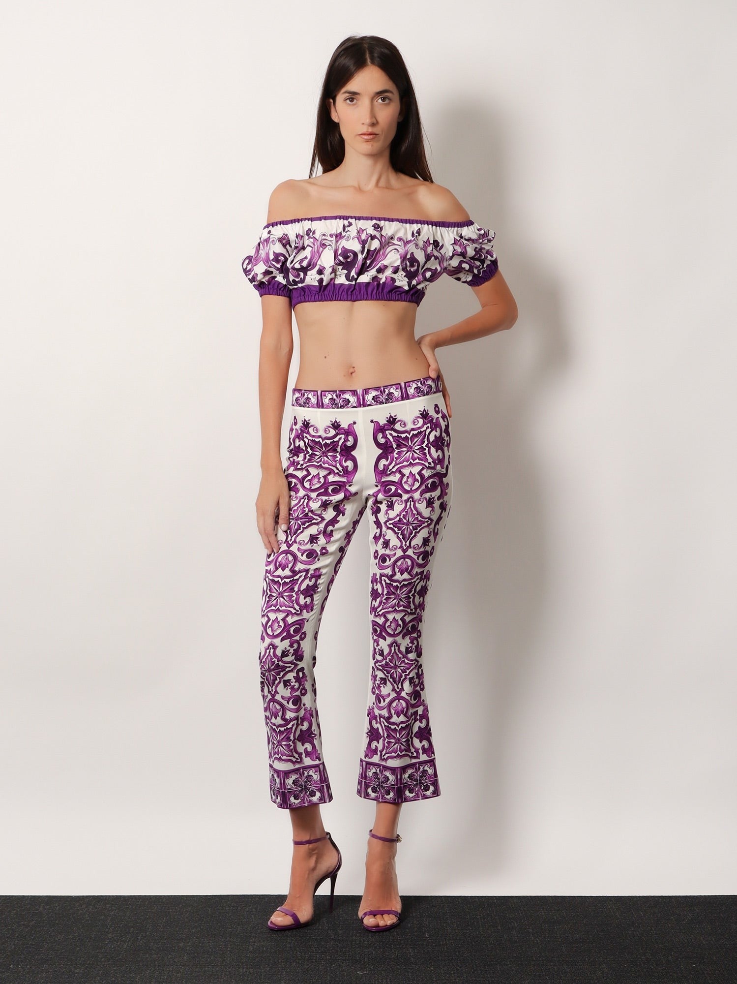 Dolce & Gabbana Silk trousers with Maiolica print