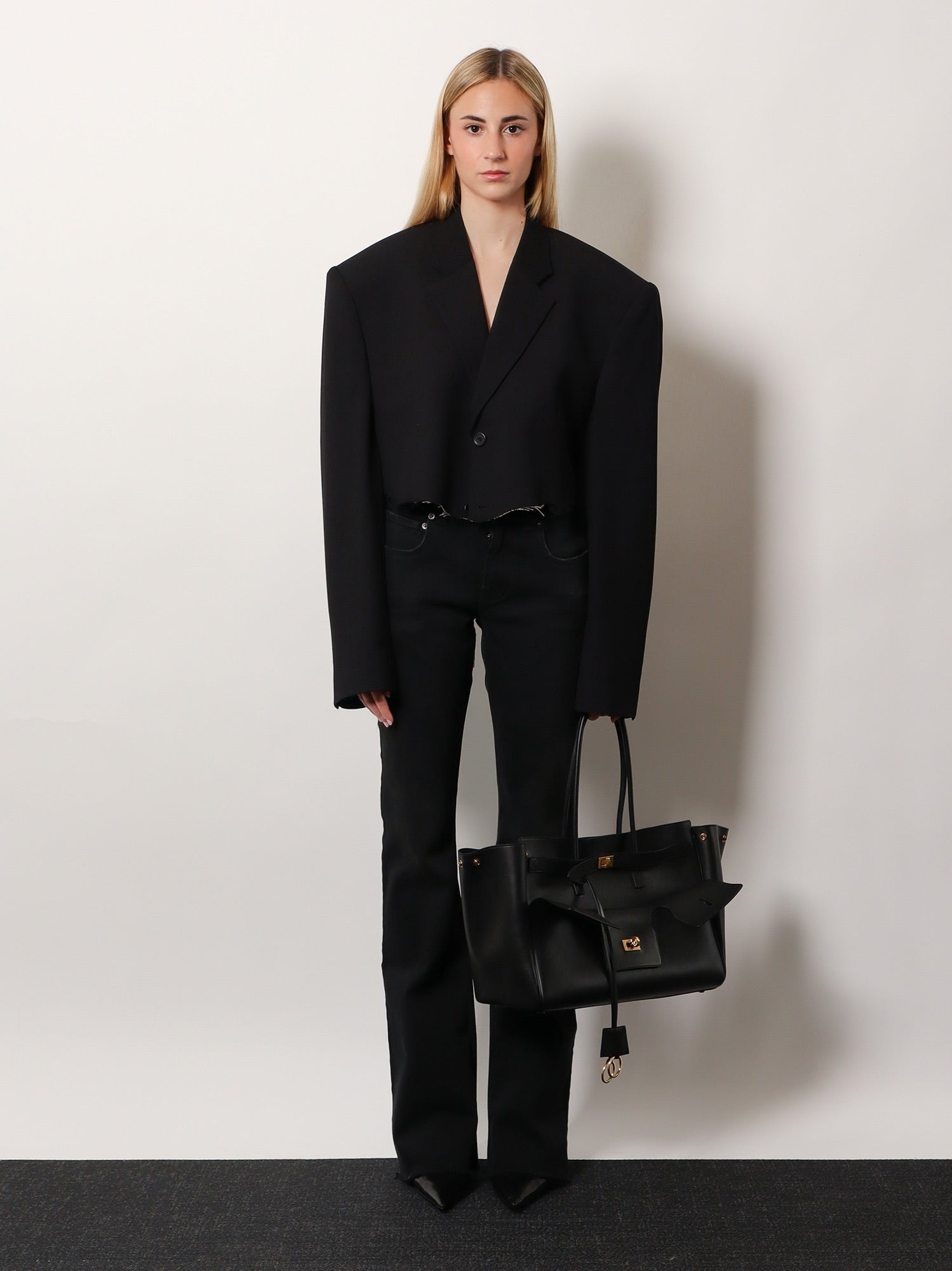 Balenciaga Single breasted cut off viscose and wool blazer