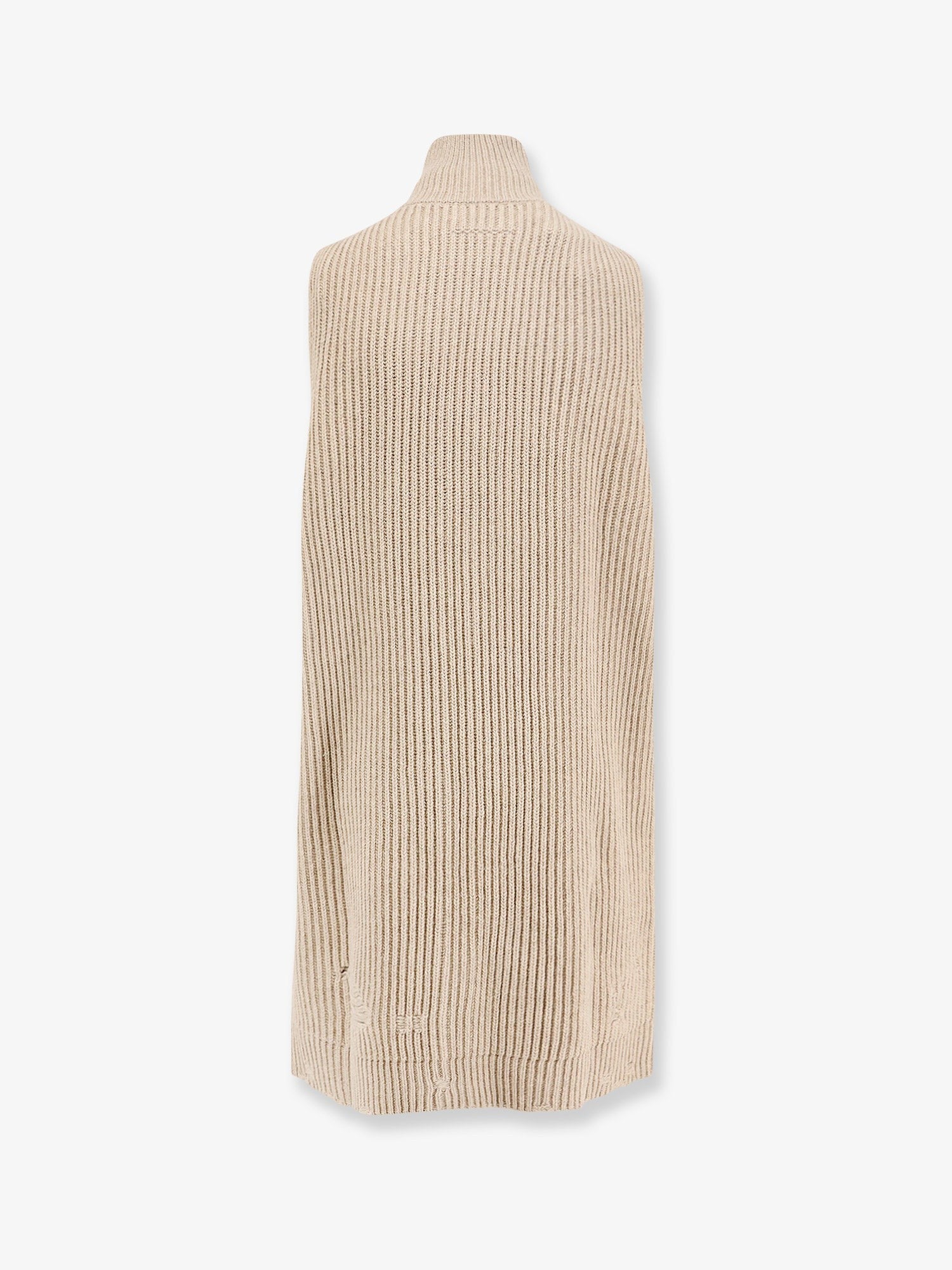 MM6 MAISON MARGIELA Sleeveless long wool blend cardigan with distressed effect