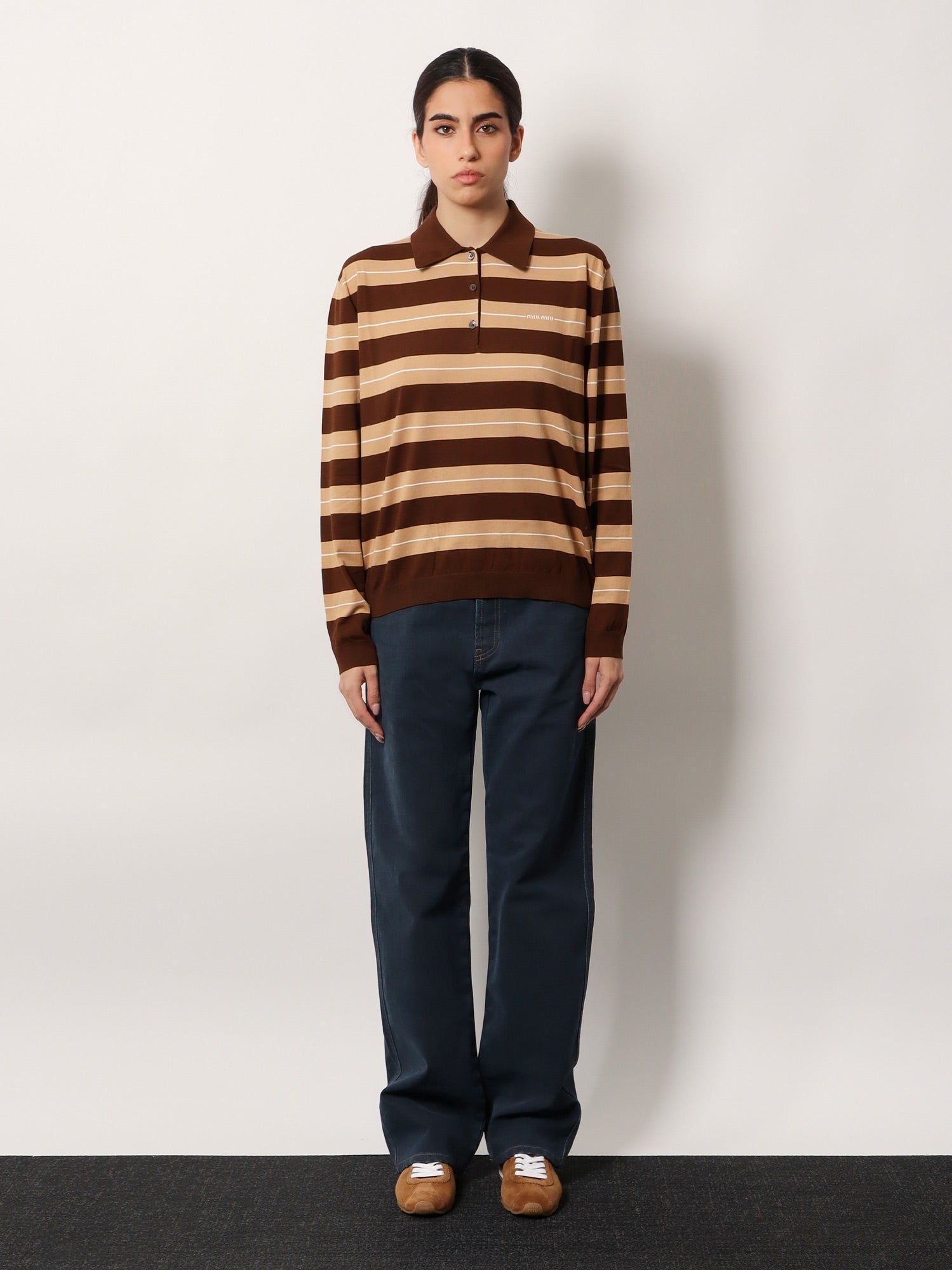 Miu Miu Striped cotton polo shirt