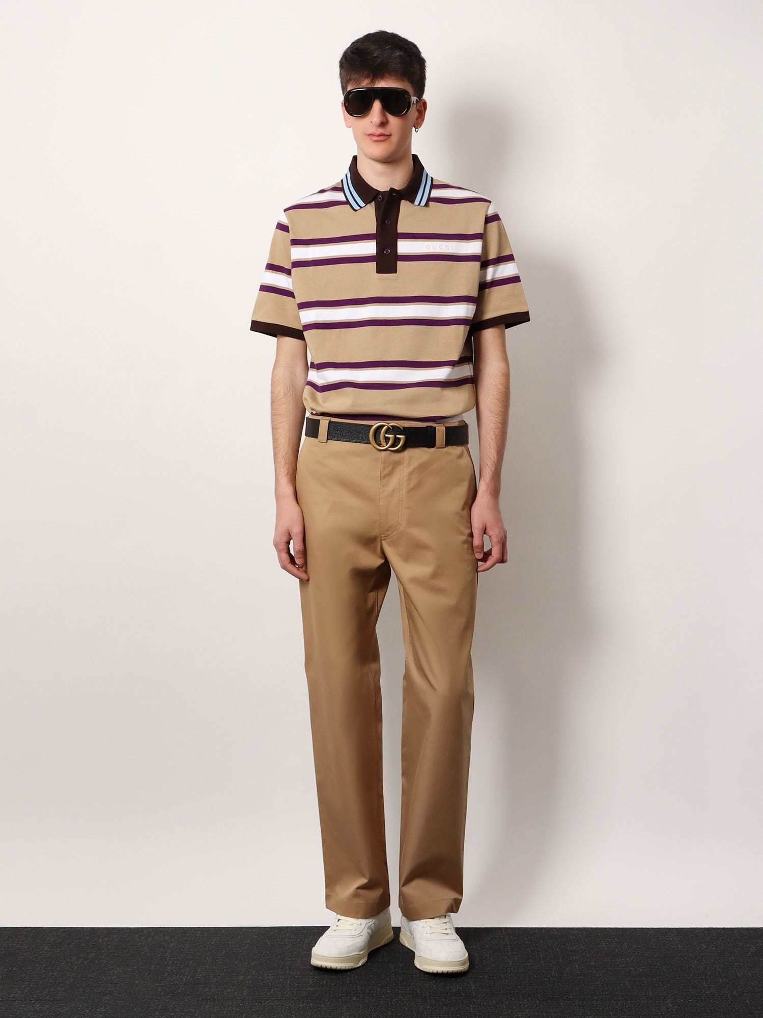 Gucci Striped cotton polo shirt