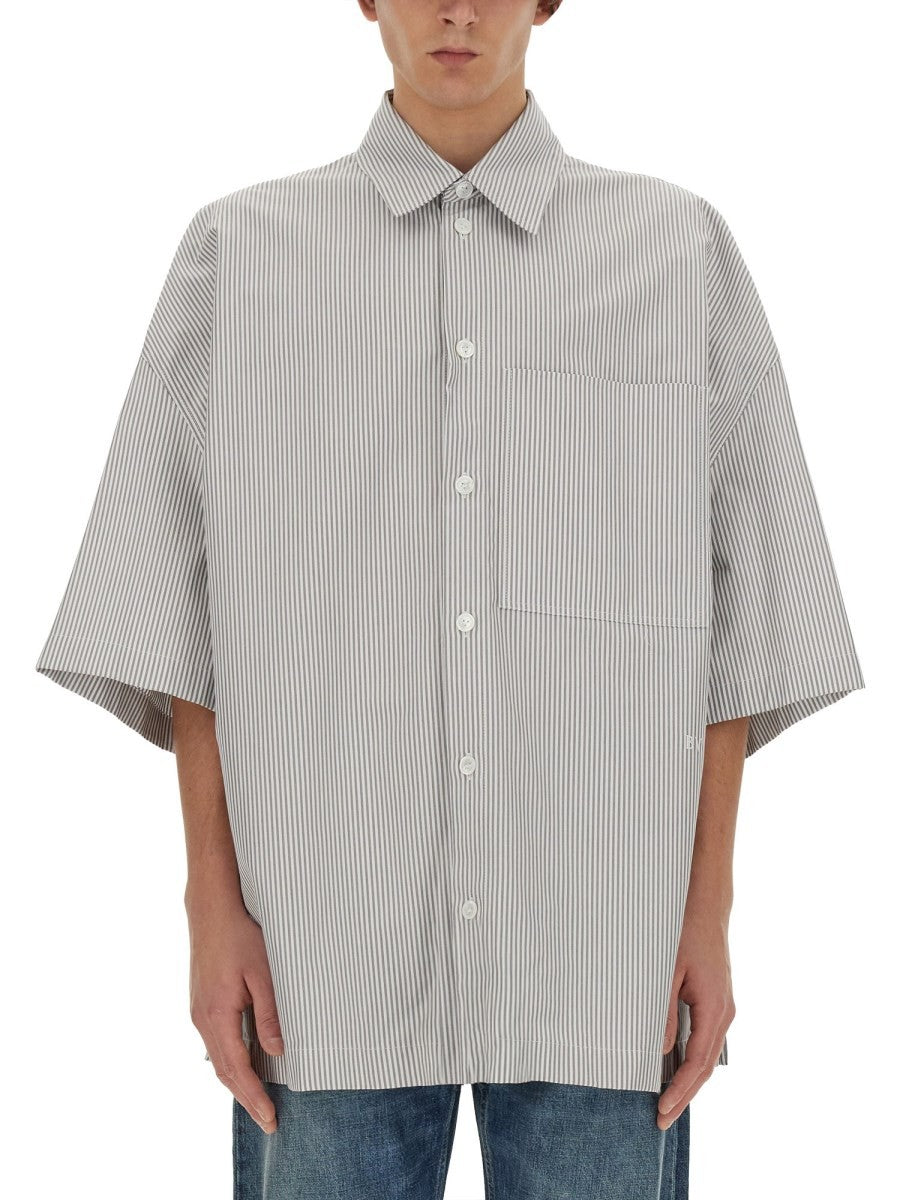 Bottega Veneta STRIPED OVERSHIRT WITH "BV" EMBROIDERY