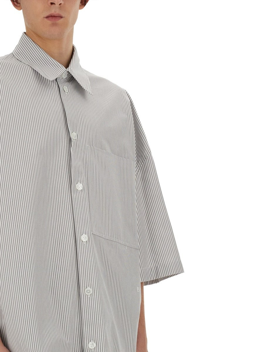 Bottega Veneta STRIPED OVERSHIRT WITH "BV" EMBROIDERY