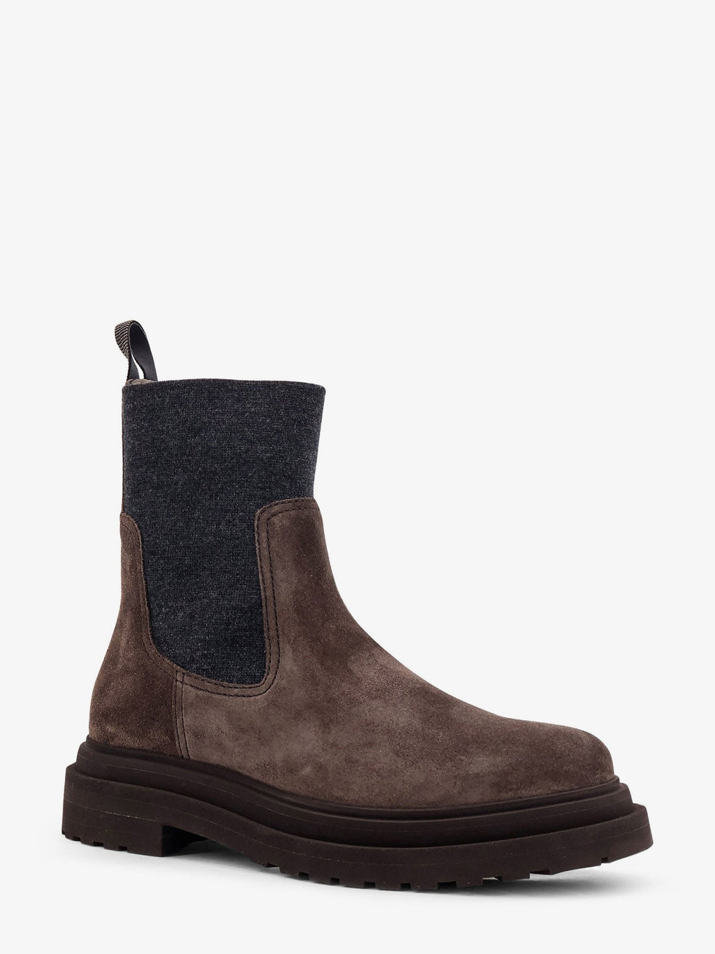 Brunello Cucinelli Suede ankle boots with Monili detail