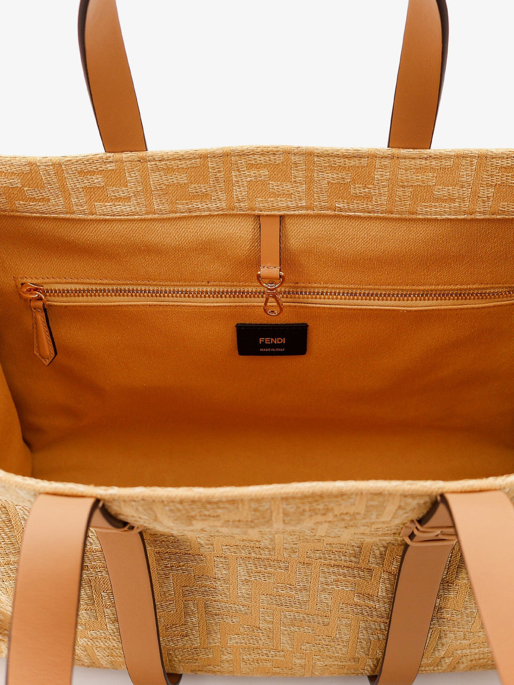 Fendi Summer Tote rafia shoulder bag with all-over FF logo