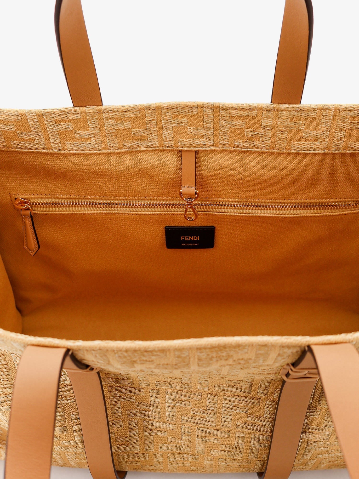 Fendi Summer Tote rafia shoulder bag with all-over FF logo