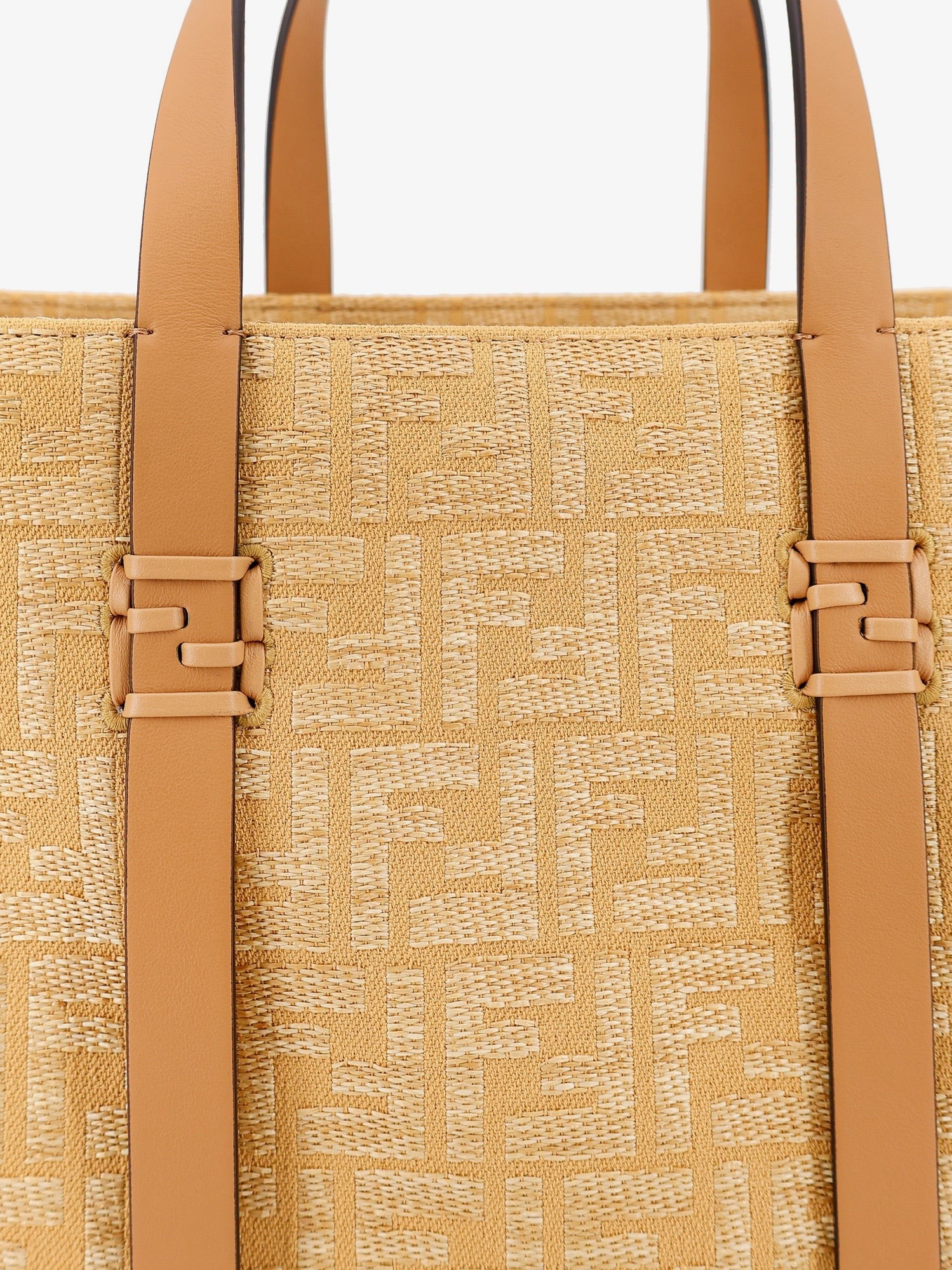 Fendi Summer Tote rafia shoulder bag with all-over FF logo