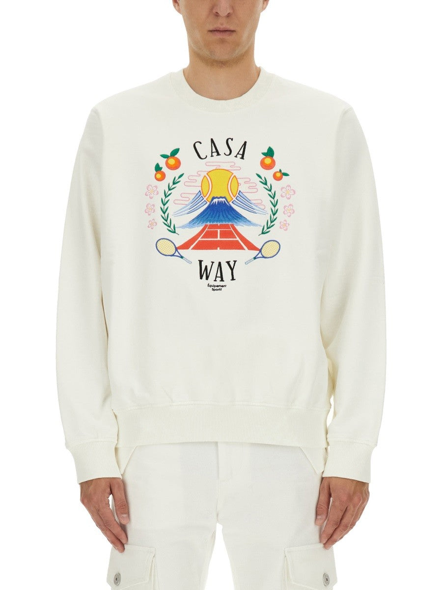 CASABLANCA SWEATSHIRT WITH "HOME WAY MOUNTAIN" EMBROIDERY