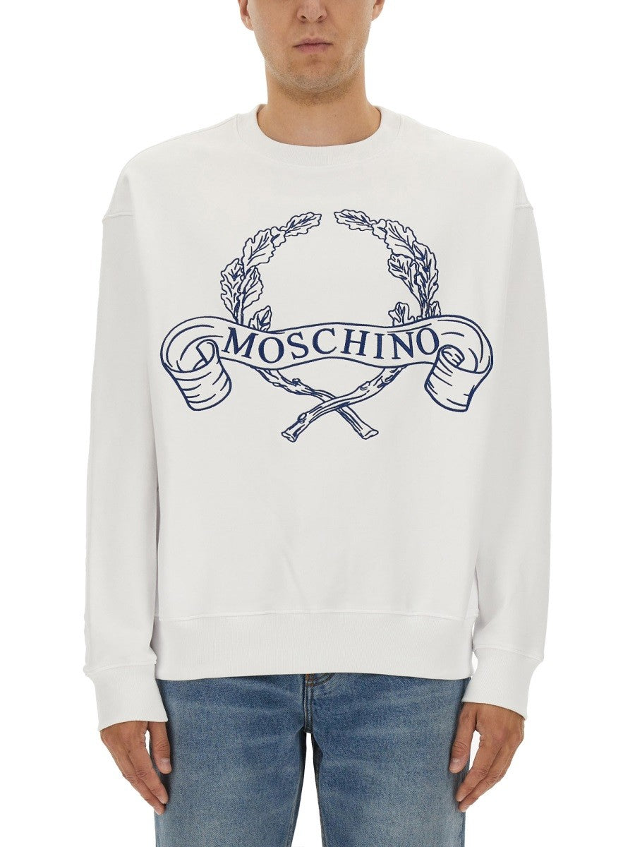 Moschino SWEATSHIRT WITH LAUREL CROWN LOGO EMBROIDERY