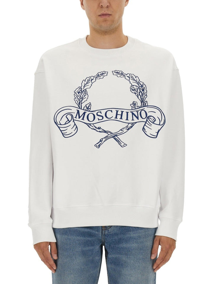 Moschino SWEATSHIRT WITH LAUREL CROWN LOGO EMBROIDERY