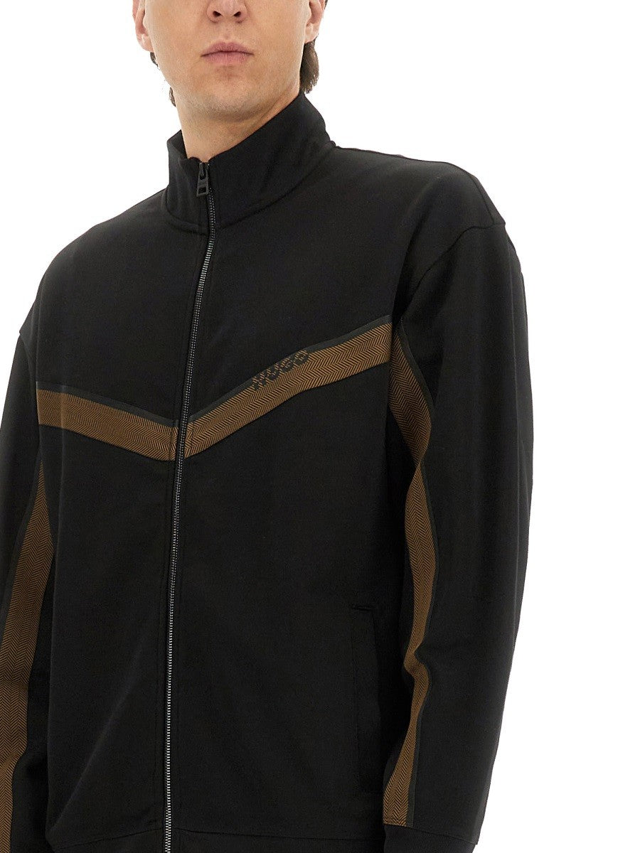 Hugo SWEATSHIRT WITH LOGO AND ZIPPER