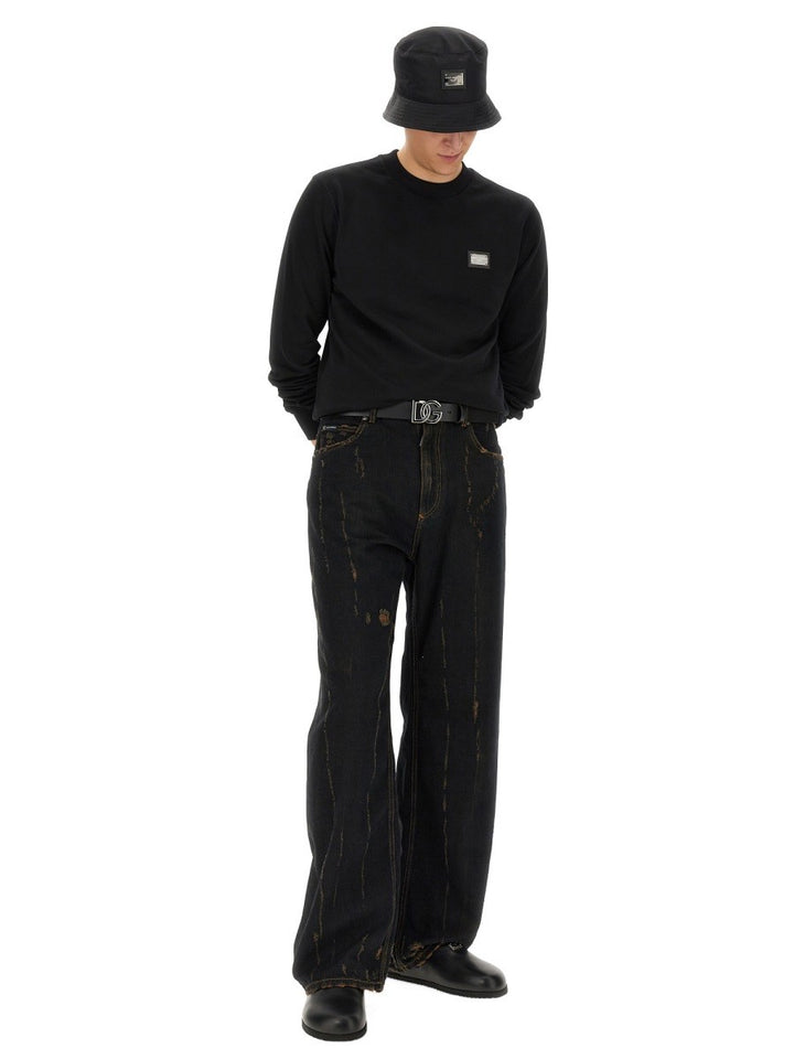 Dolce & Gabbana SWEATSHIRT WITH LOGO PLAQUE