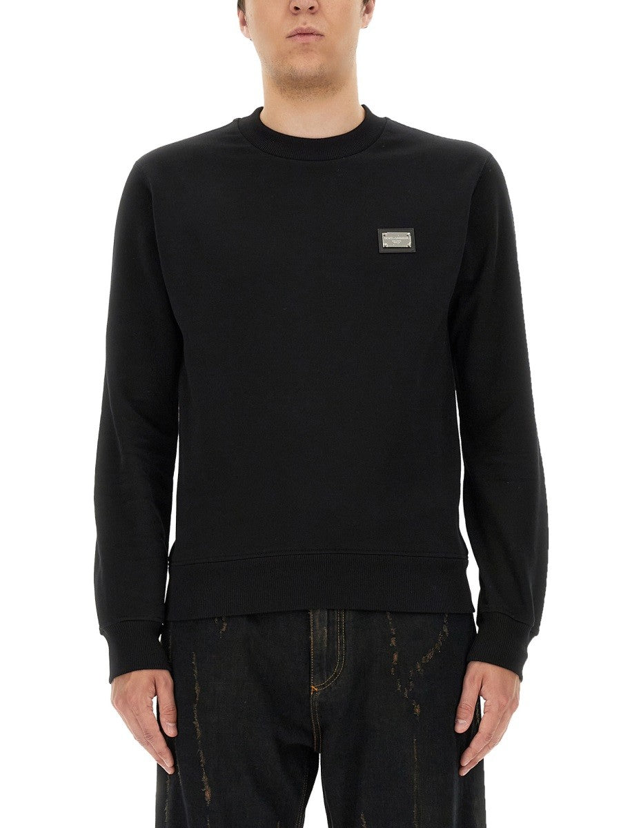 Dolce & Gabbana SWEATSHIRT WITH LOGO PLAQUE