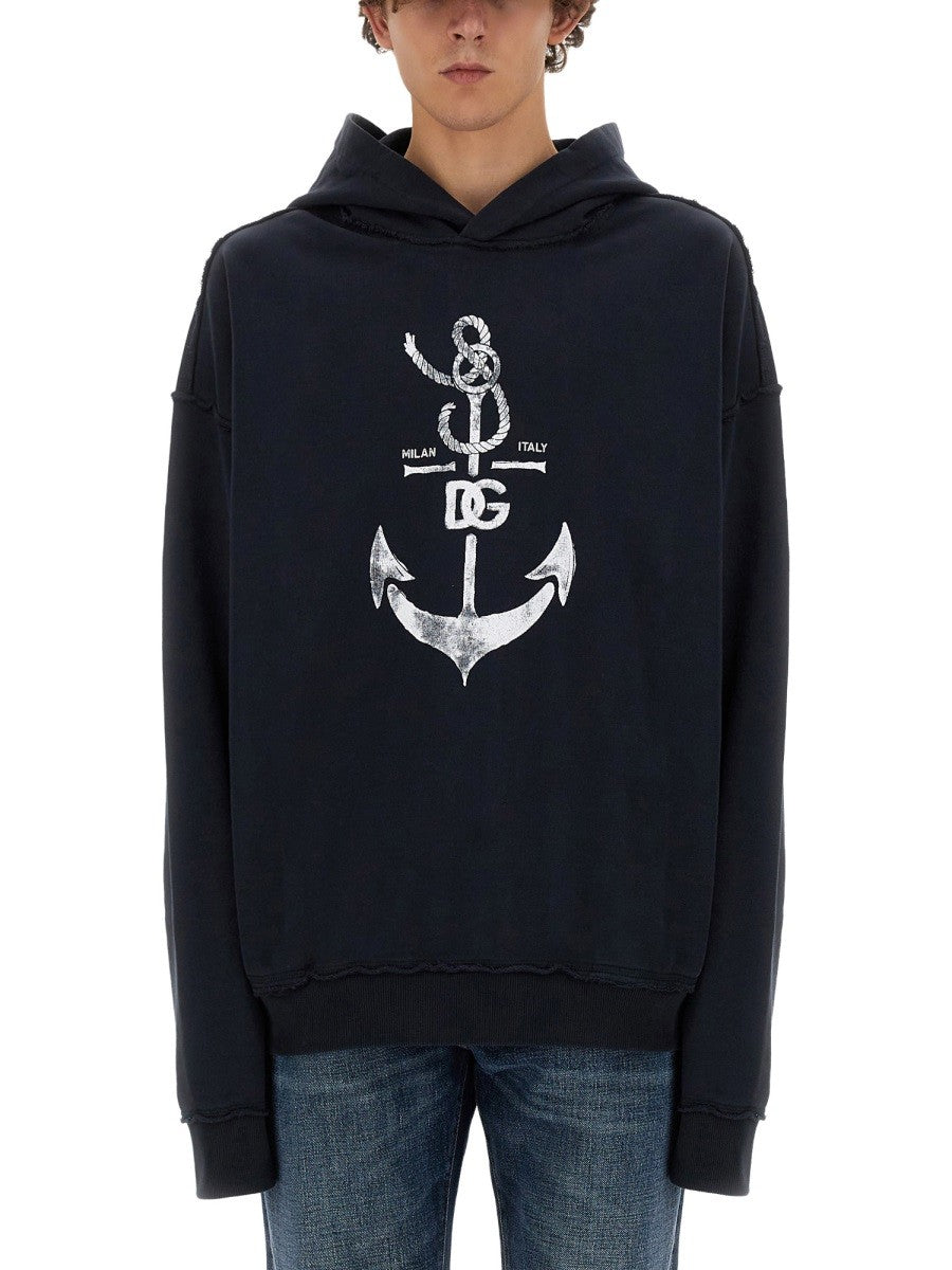 Dolce & Gabbana SWEATSHIRT WITH NAVY PRINT