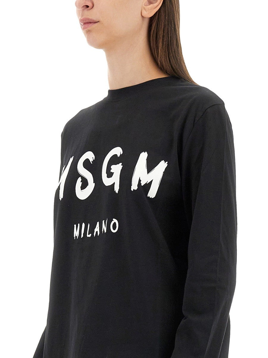 msgm T-SHIRT WITH BRUSHED LOGO