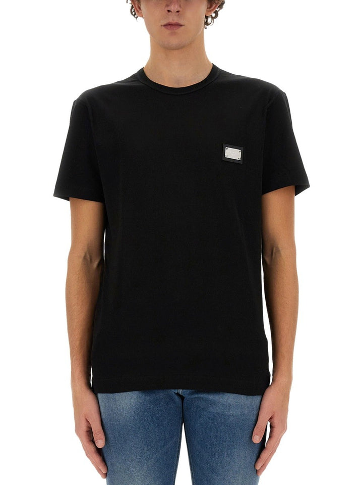 Dolce & Gabbana T-SHIRT WITH LOGO PLAQUE