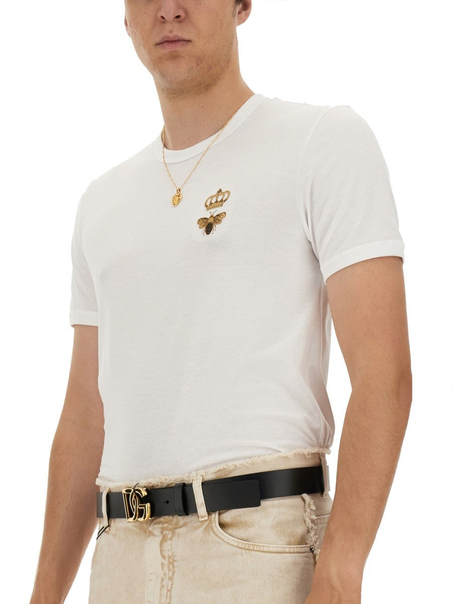 Dolce & Gabbana "BEE AND CROWN" EMBROIDERED T-SHIRT