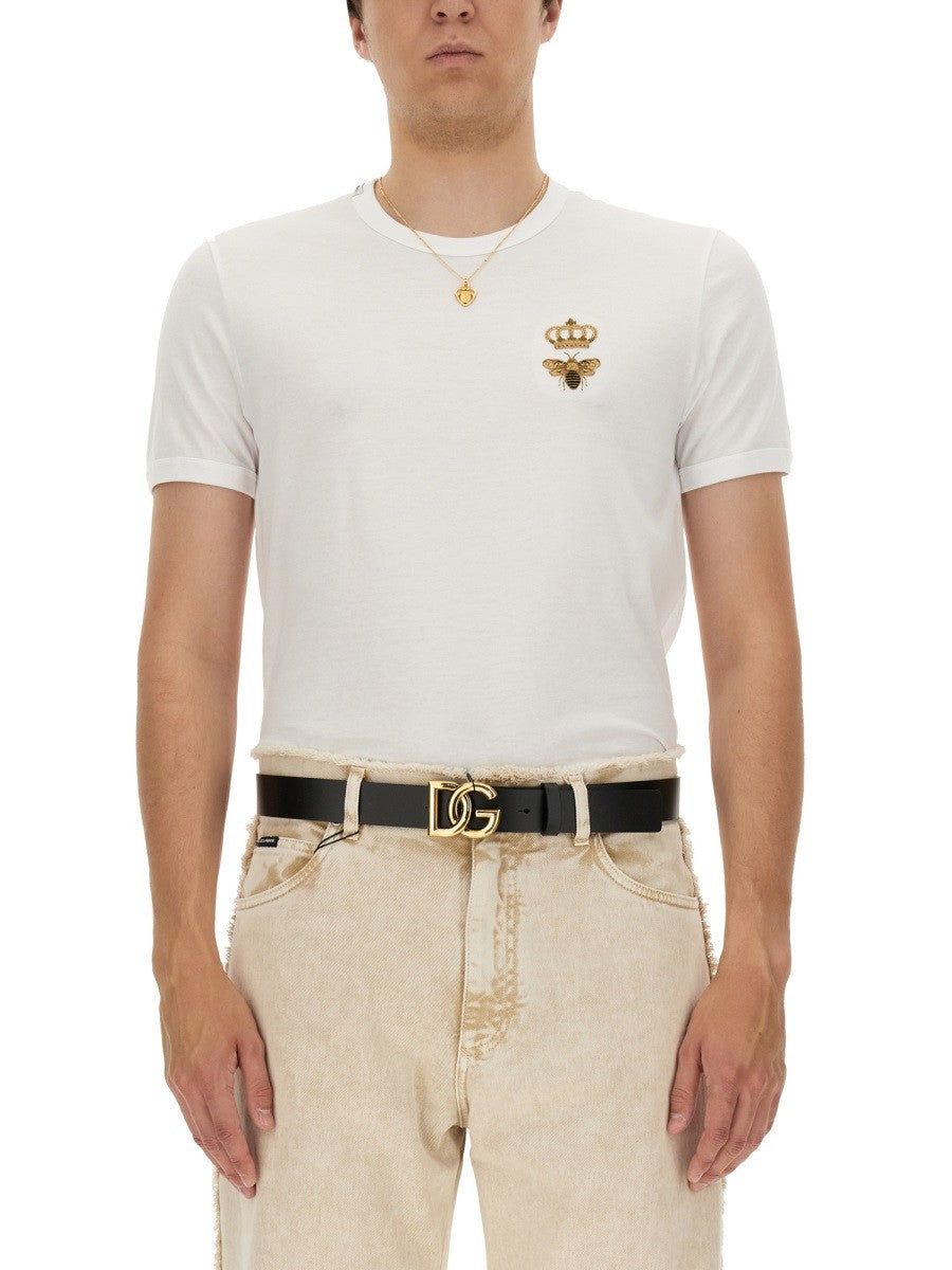 Dolce & Gabbana "BEE AND CROWN" EMBROIDERED T-SHIRT