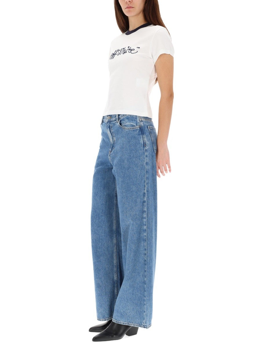 Off-white T-SHIRT WITH EMBROIDERED LOGO