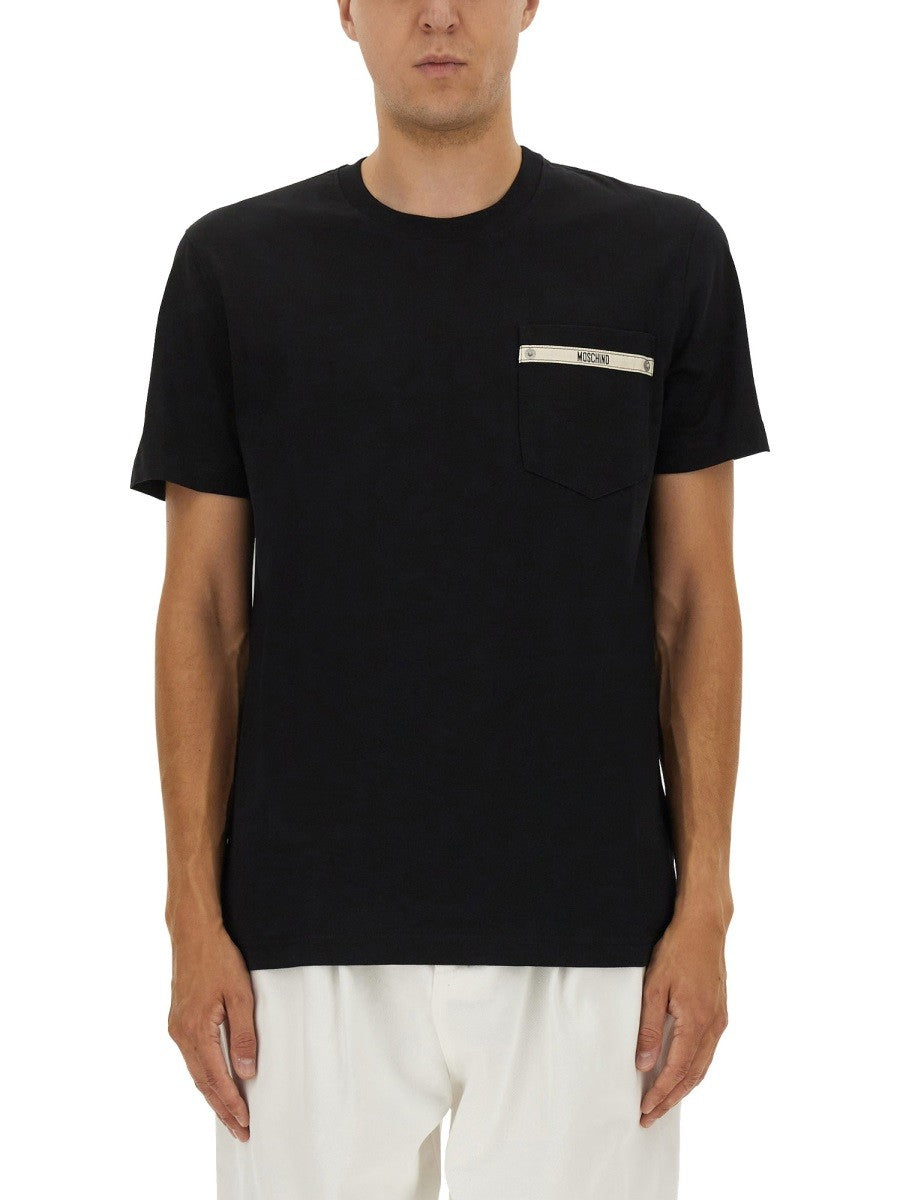 Moschino T-SHIRT WITH LOGO RIBBON