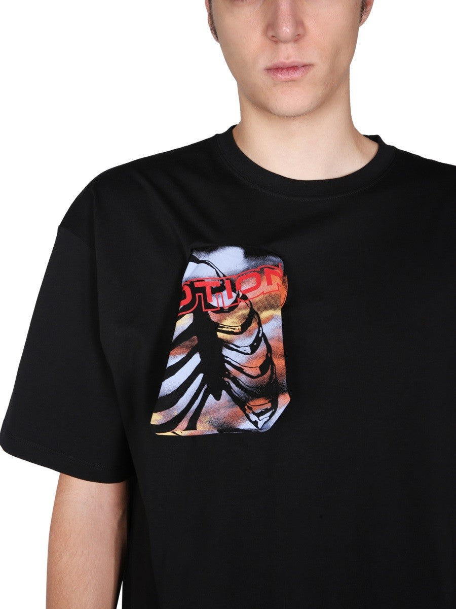 RAF SIMONS T-SHIRT WITH PRINTED DETAILS