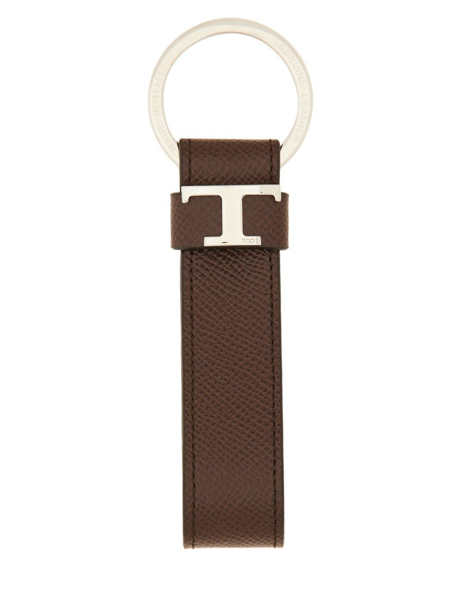 TOD'S "T TIMELESS" LOGO KEYCHAIN