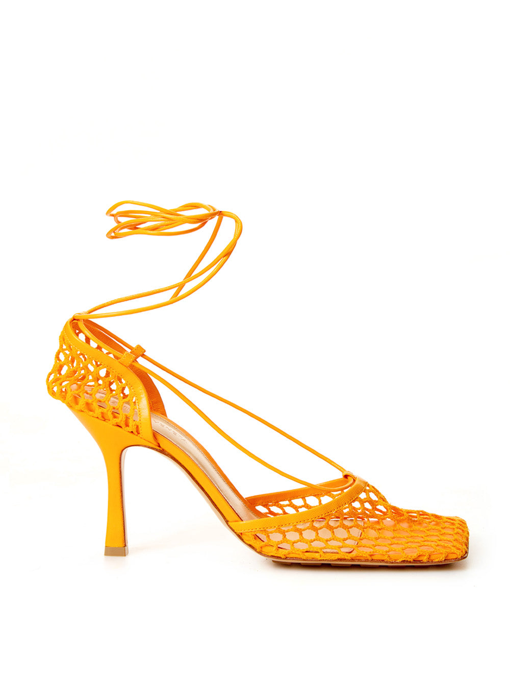 Bottega Veneta Orange Mesh Stretch Pumps
