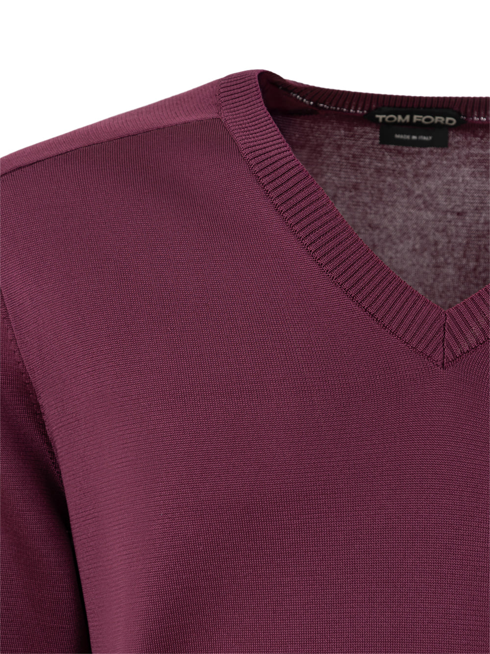Tom Ford Purple Silk V-Neck Sweater – Glossy Finish, Women – Siebentaschen